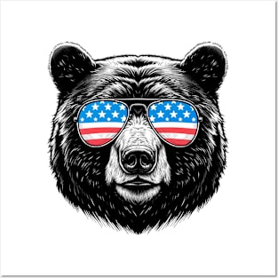 American Black Bear Sunglasses American Flag 4th of July Posters and Art